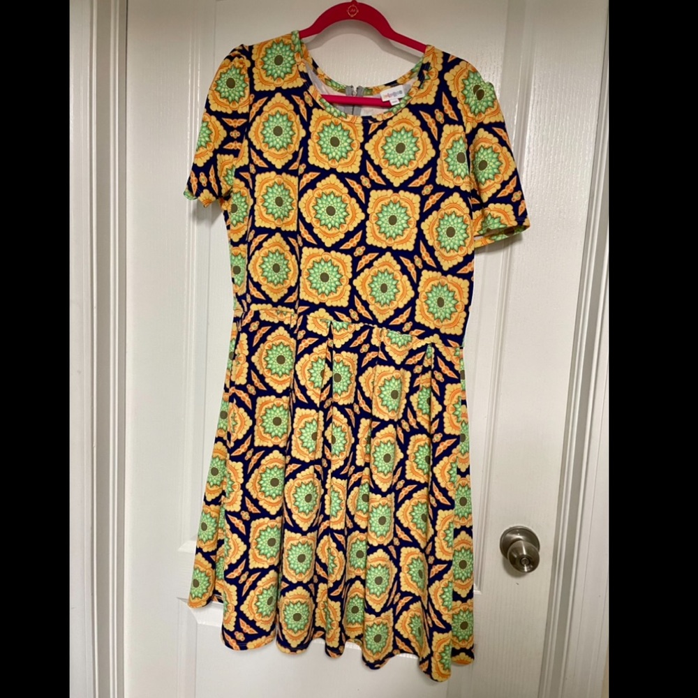 PLUS LLR LuLaRoe Amelia Textured Fit n Flare Dress 3XL 3X 24 24W